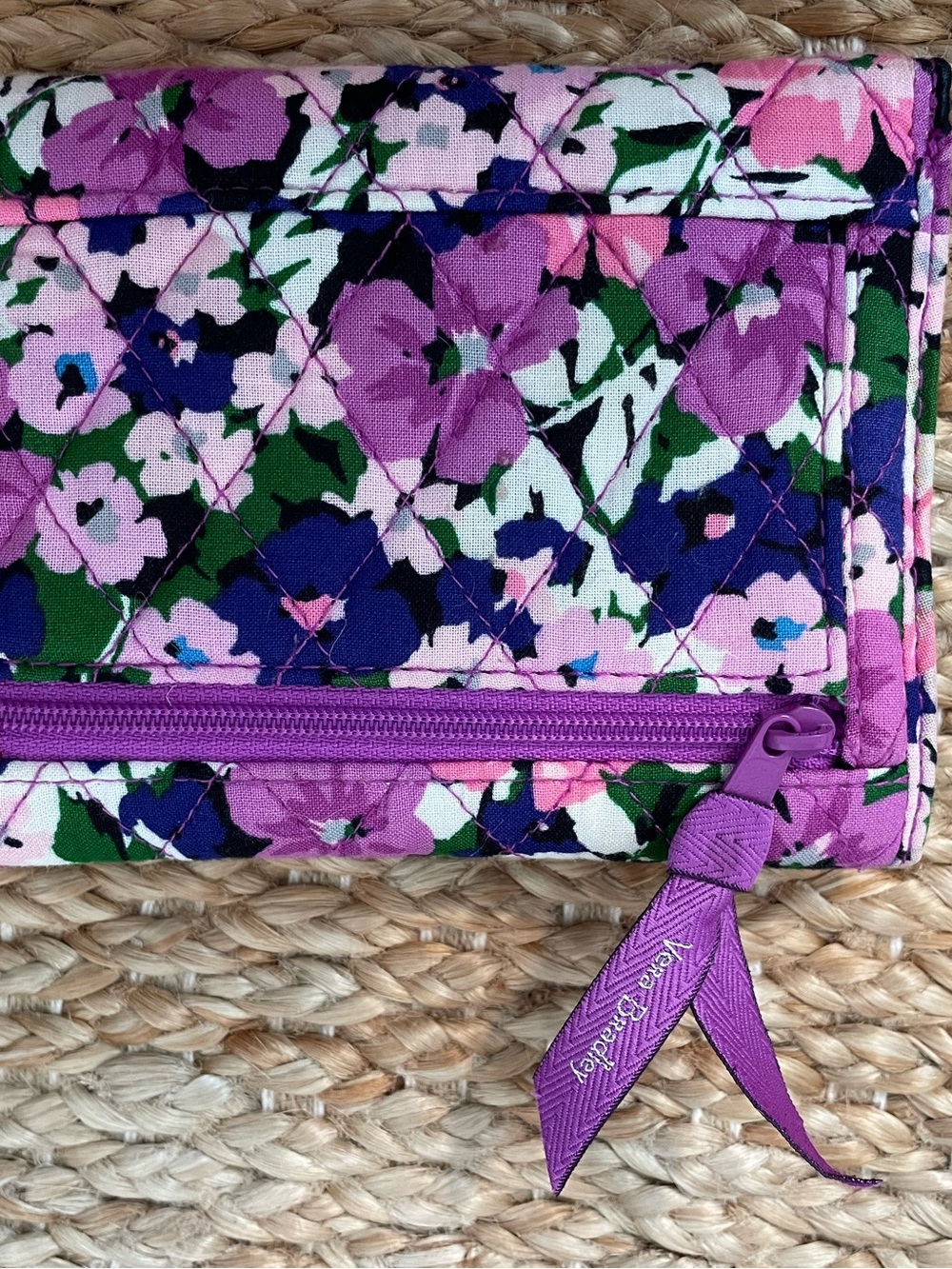 Vera Bradley Matching Crossbody & Wallet Set Purple Pink Floral Retired - Picture 10 of 11